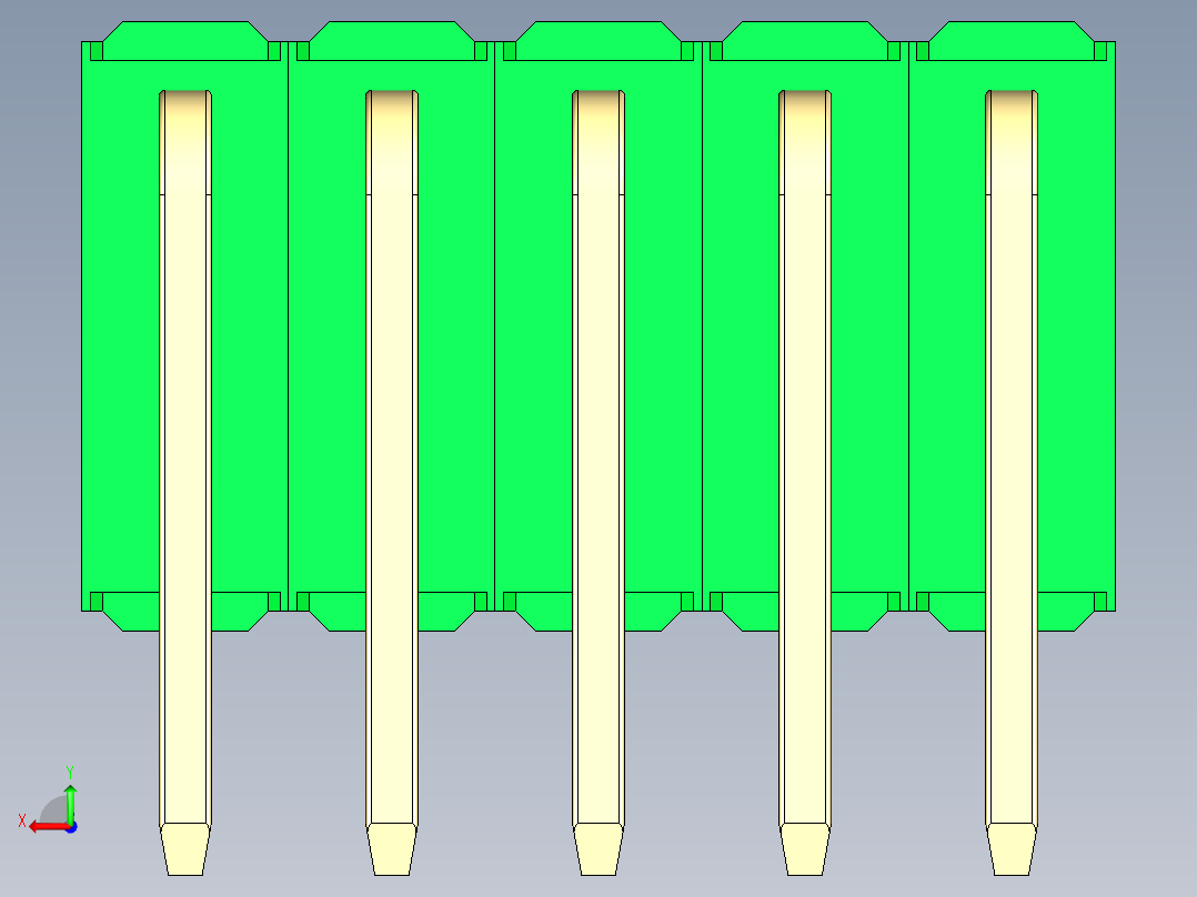 彩色公排针 100mil 2.54mm 系列-DS1022_green_3x05p_100mil_TypeD_rev1.0后视图