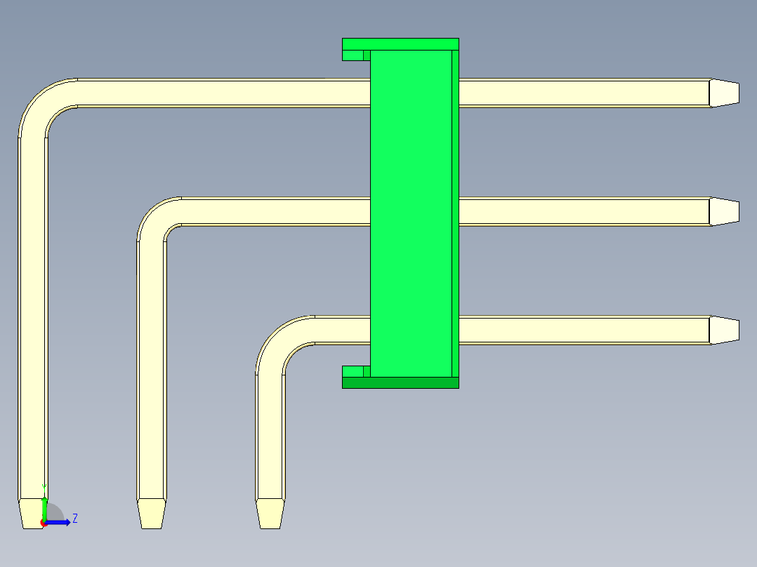 彩色公排针 100mil 2.54mm 系列-DS1022_green_3x05p_100mil_TypeD_rev1.0左视图