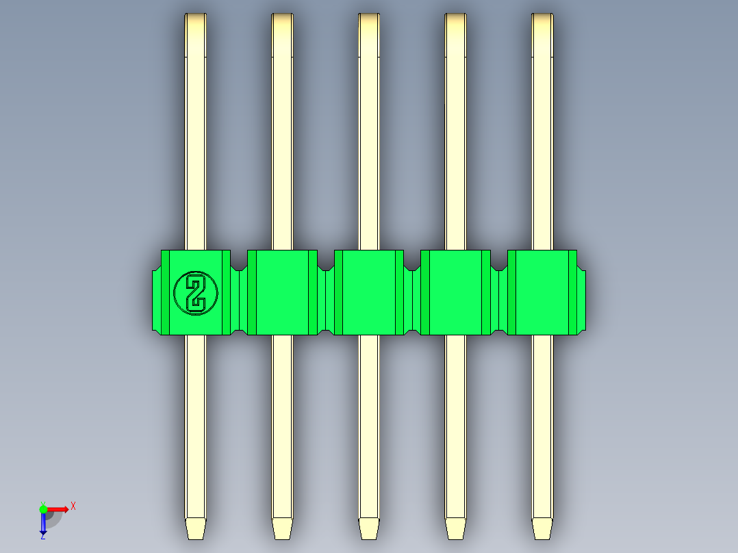 彩色公排针 100mil 2.54mm 系列-DS1022_green_3x05p_100mil_TypeD_rev1.0俯视图
