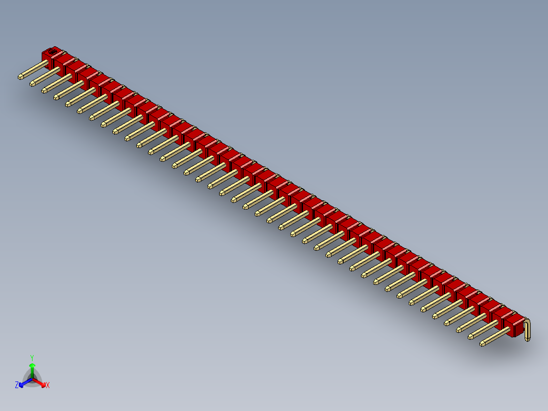 彩色公排针 100mil 2.54mm 系列-DS1022_red_1x40p_100mil_TypeD_rev1.0