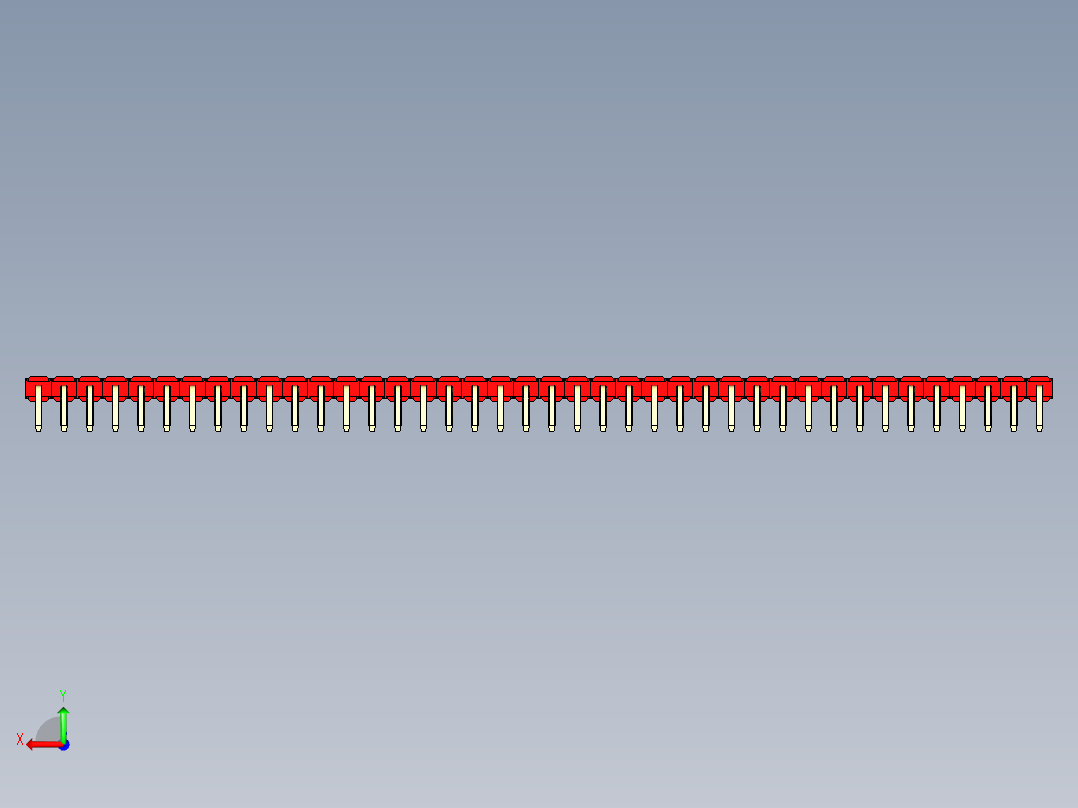 彩色公排针 100mil 2.54mm 系列-DS1022_red_1x40p_100mil_TypeD_rev1.0后视图