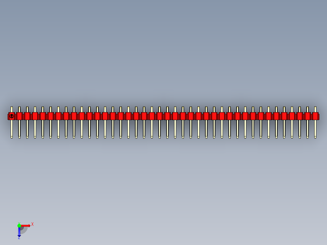 彩色公排针 100mil 2.54mm 系列-DS1022_red_1x40p_100mil_TypeD_rev1.0俯视图