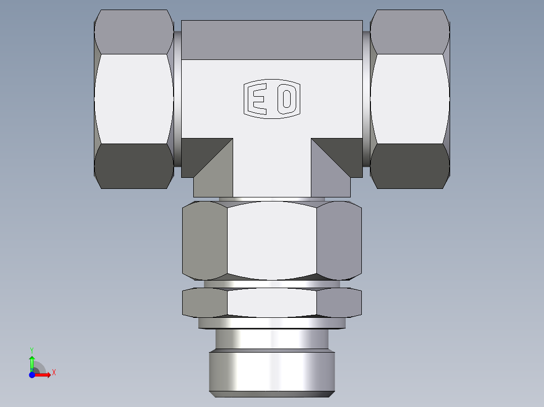 卡套式工业通用硬管接头EO_Assembled_adjustable_standpipe_branch_tee_EVT28LR71前视图