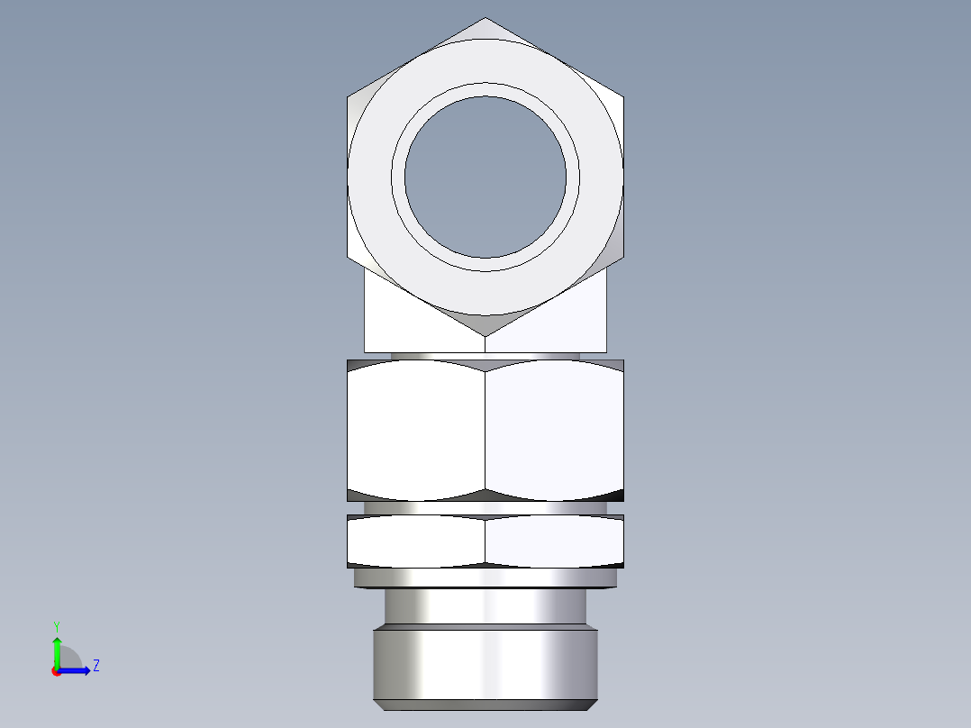 卡套式工业通用硬管接头EO_Assembled_adjustable_standpipe_branch_tee_EVT28LR71左视图