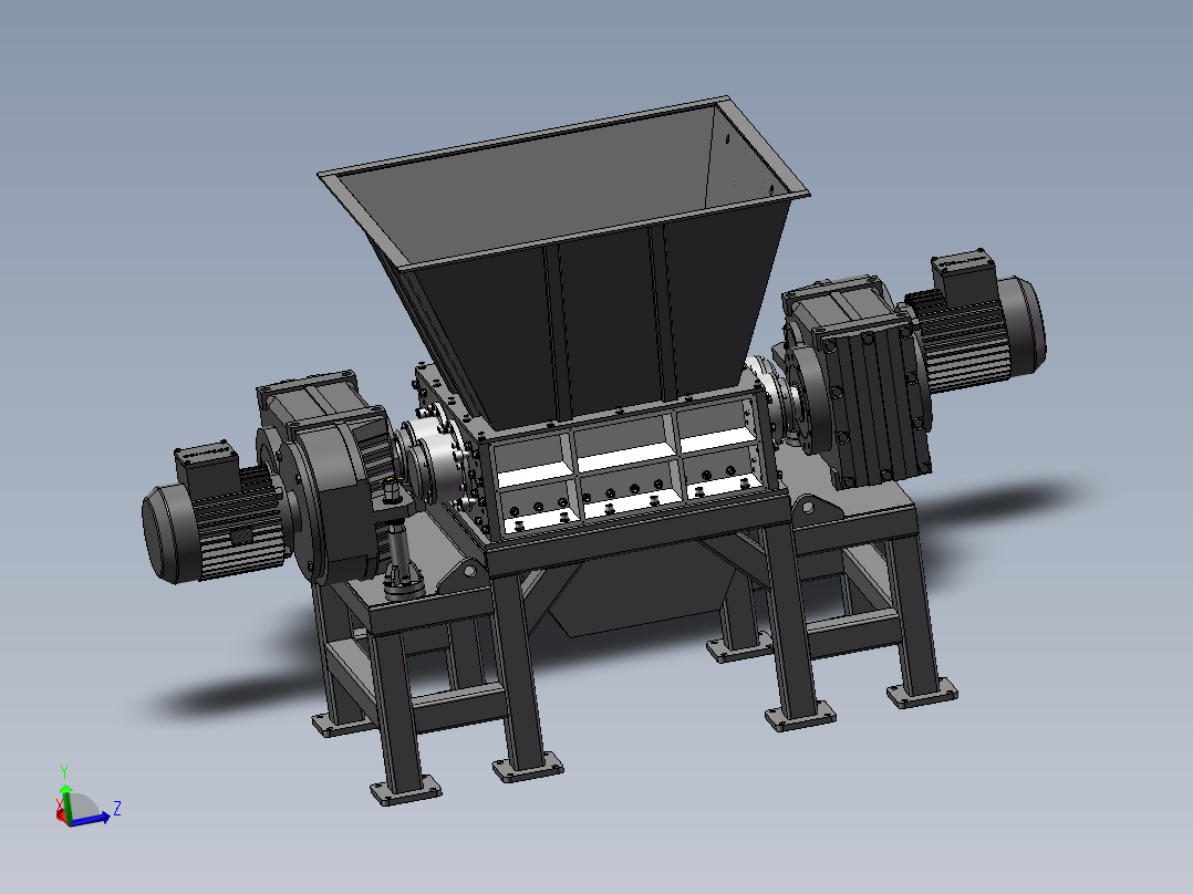 双轴破碎机完整<span style='color: red'>3D</span>图==582031==150