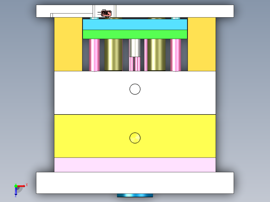 壁式排气扇扇叶注塑模具设计三维俯视图