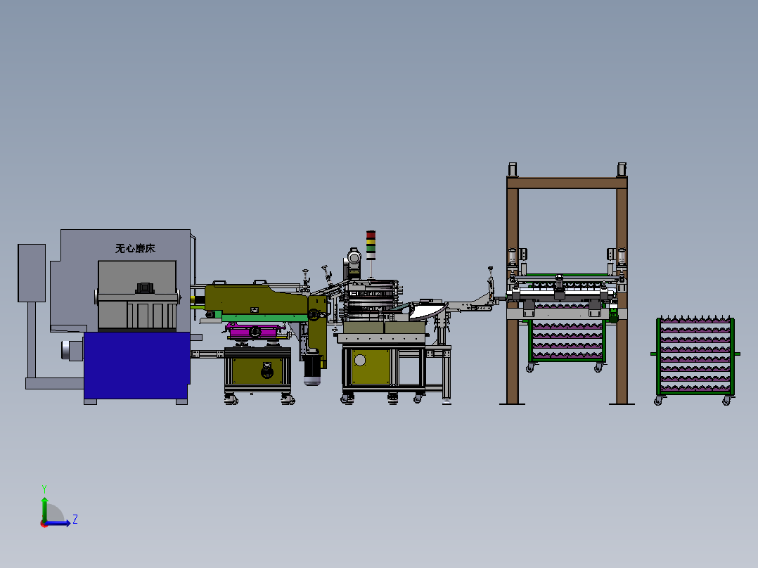 轴承圈加工缓存上料连线sw21可编辑左视图