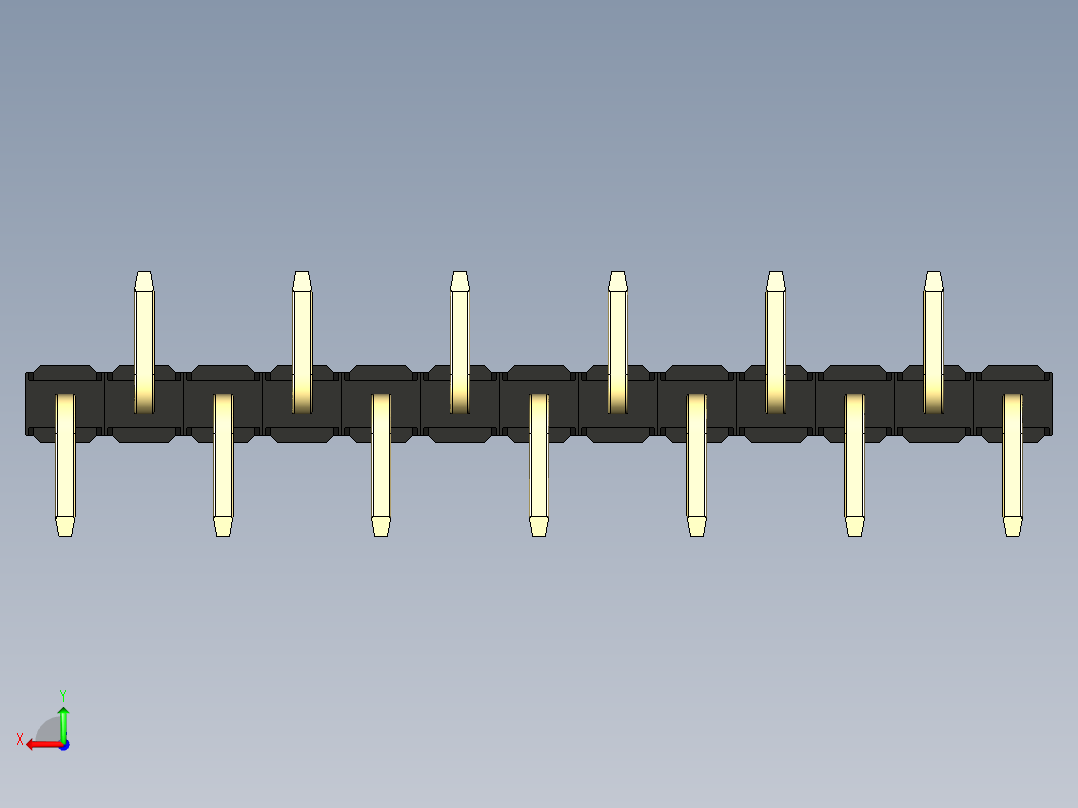 彩色公排针 100mil 2.54mm 系列-DS1022_black_13p_100mil_Type_SMT_R2_rev1.0后视图