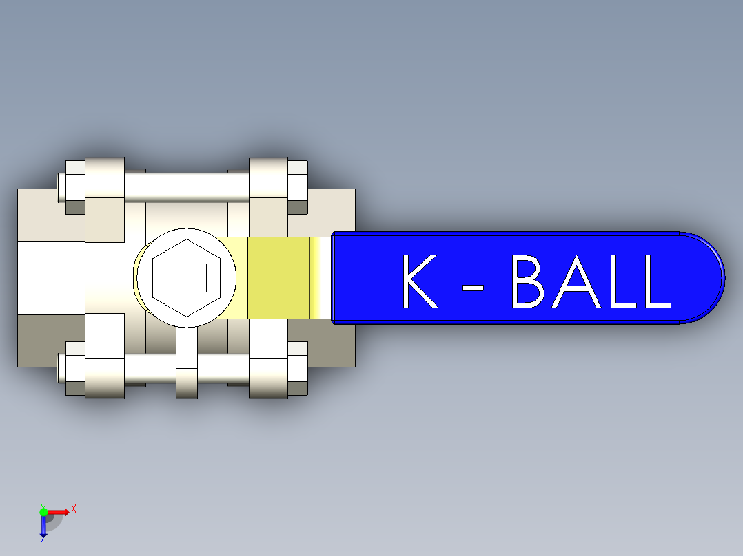 管道手动球阀-水管开关阀-手动阀门DN25三段式球阀俯视图