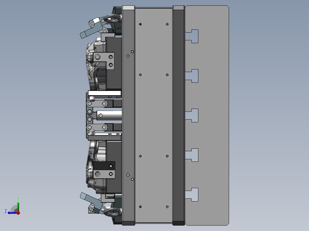 加工中心液压夹具右视图