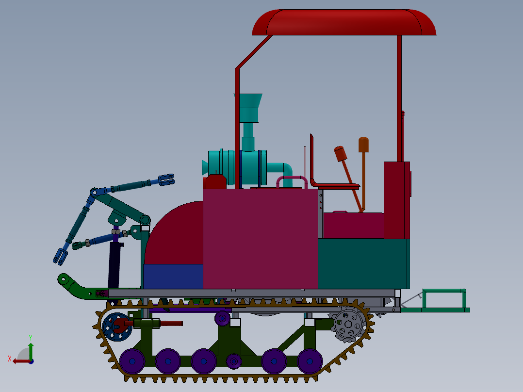 履带式拖拉机（旋耕机）后视图