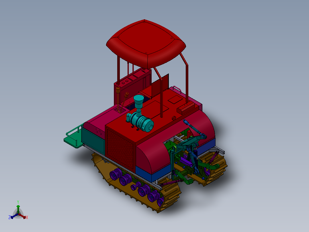 履带式拖拉机（旋耕机）正等轴测图
