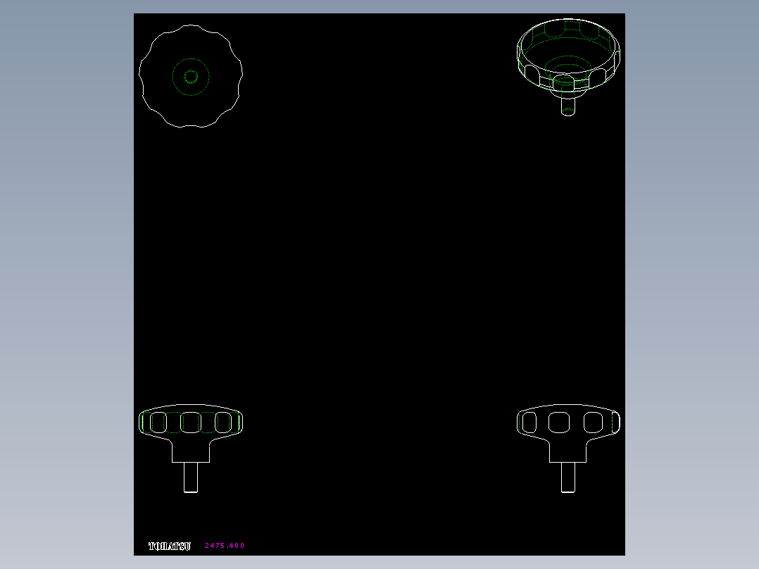 星型把手(塑膠)(B)2475-2D多系列多零件图纸模型