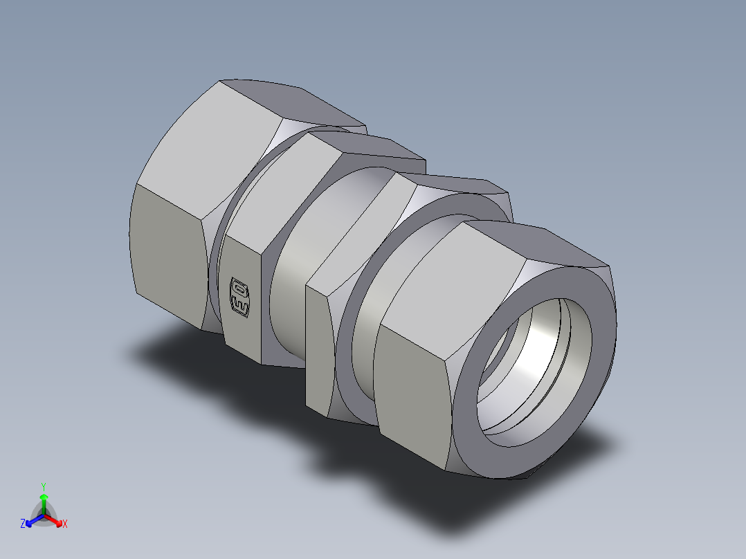 卡套式工业通用硬管接头EO_Bulkhead_union_SV35L71正等轴测图