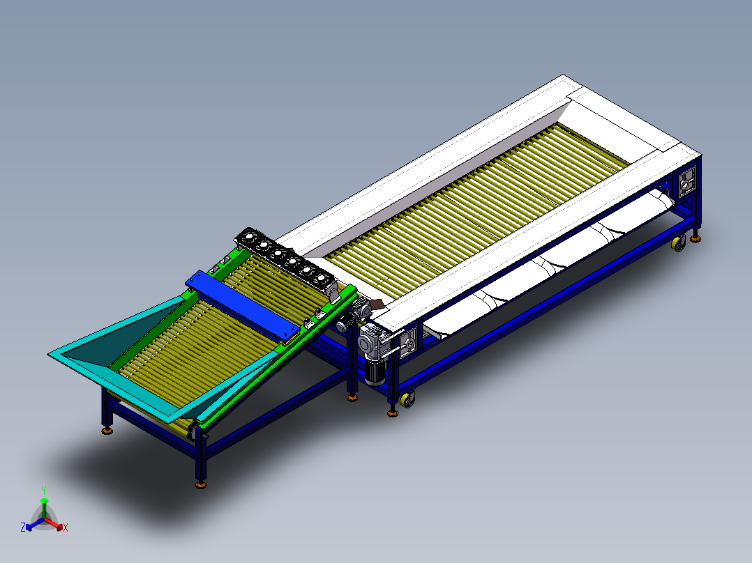 水果分级机（sw18可编辑+cad）正等轴测图