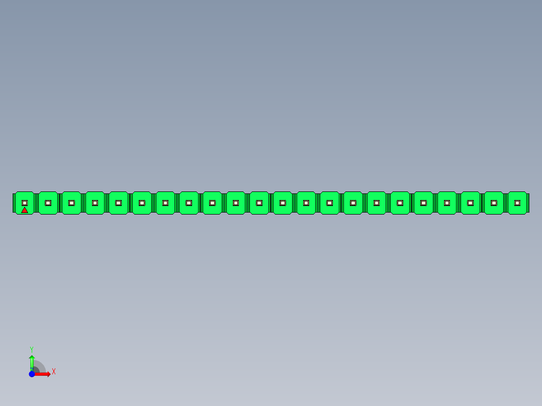 彩色公头100mil（2.54mm）系列-DS1021_green_1x22p_100mil_Type5_rev1.0前视图
