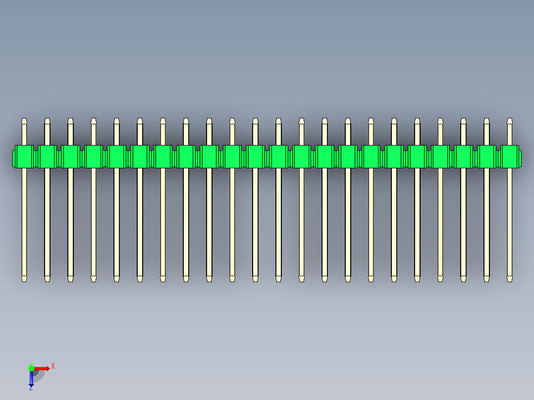 彩色公头100mil（2.54mm）系列-DS1021_green_1x22p_100mil_Type5_rev1.0俯视图