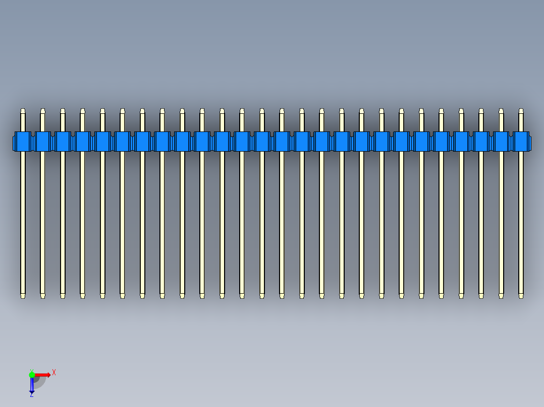 彩色公头100mil（2.54mm）系列-DS1021_blue_1x26p_100mil_Type19_rev1.0俯视图