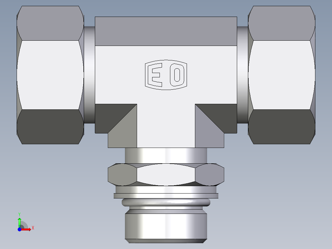 卡套式工业通用硬管接头EO_Adjustable_locknut_branch_tee_TEE18ZLMORCF前视图