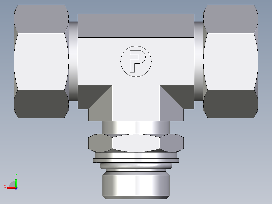 卡套式工业通用硬管接头EO_Adjustable_locknut_branch_tee_TEE18ZLMORCF后视图