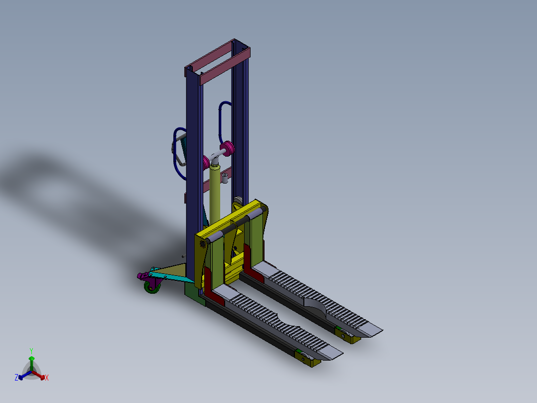 油桶搬运车设计（液压）含三维图正等轴测图