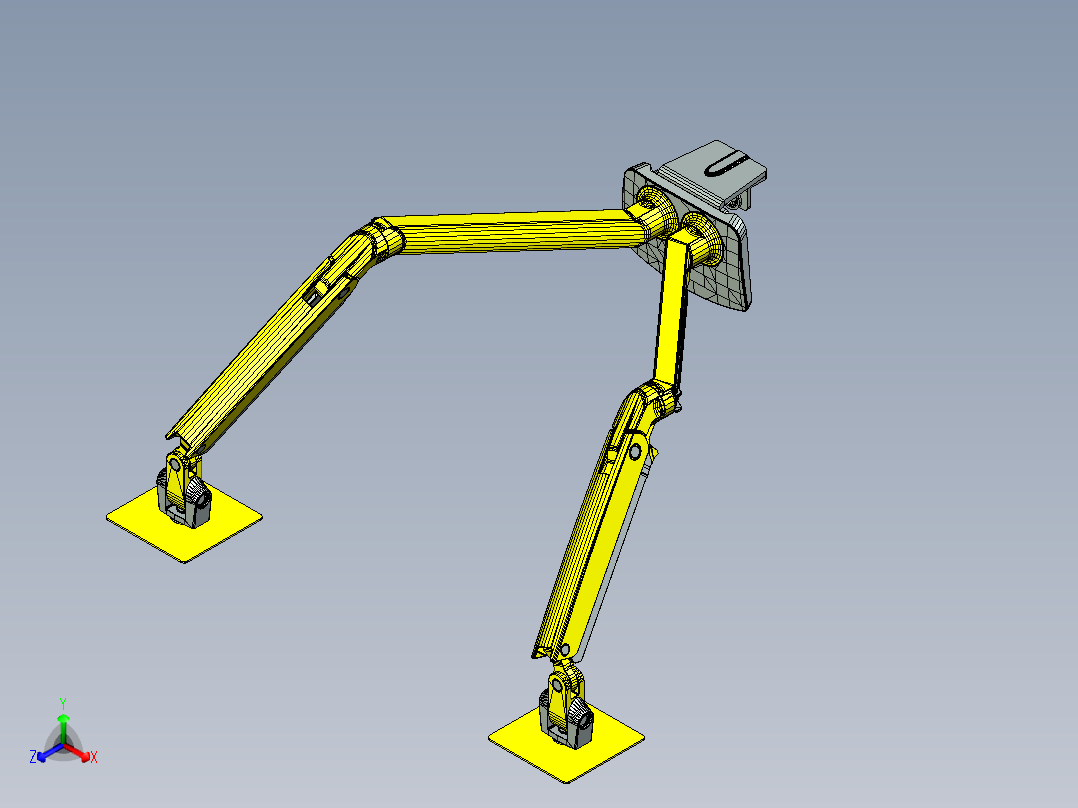 爱格升ergotron桌面显示器支架万向双屏拉伸正等轴测图