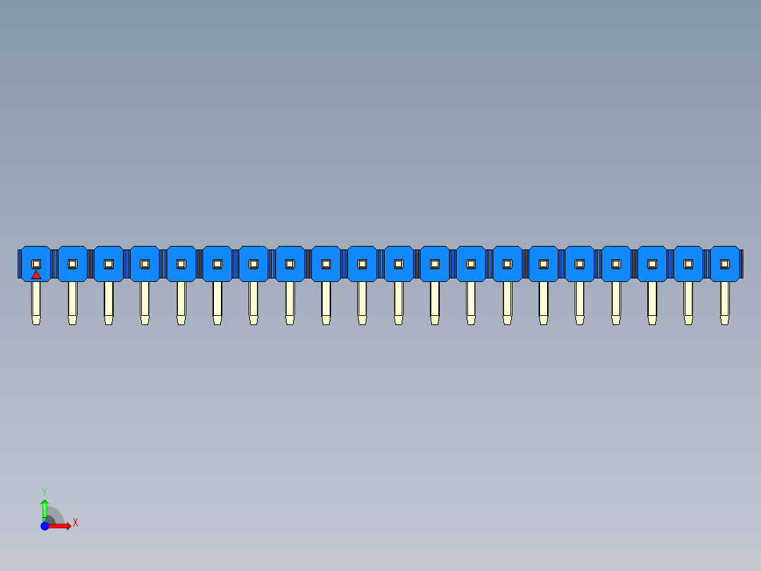彩色公排针 100mil 2.54mm 系列-DS1022_blue_1x20p_100mil_TypeD_rev1.0前视图