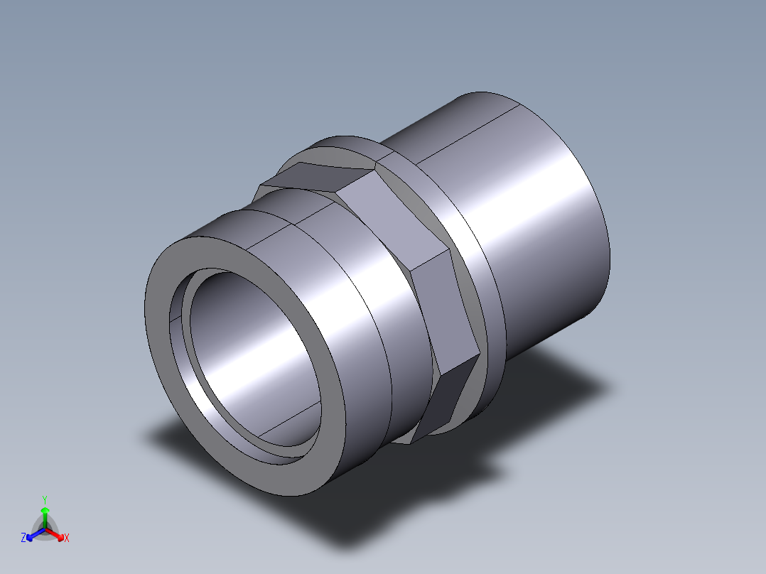 9DIMV(A) 用溶剂焊接插座DF双适配器，溶剂焊接插口DM和BSP螺纹母端R不锈钢加强环正等轴测图