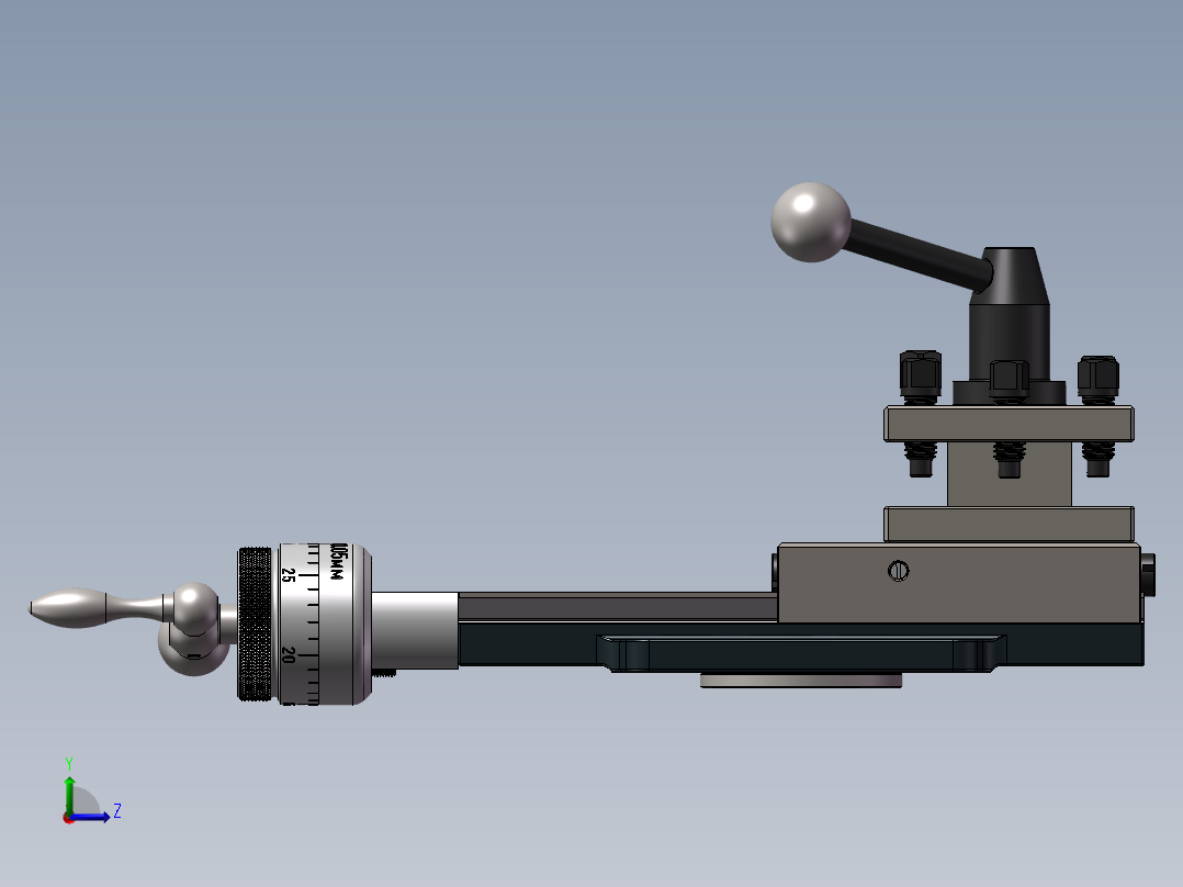 车床复合刀架三维SW模型左视图