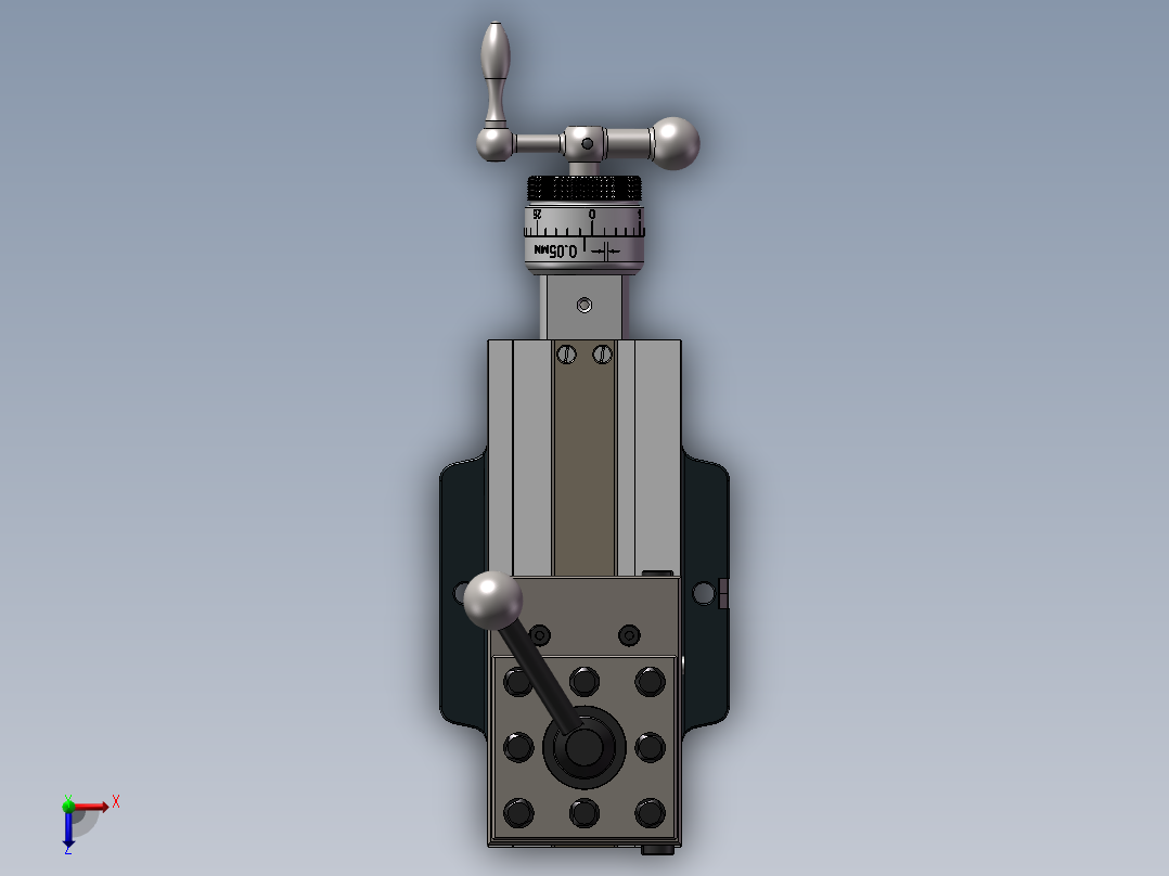 车床复合刀架三维SW模型俯视图