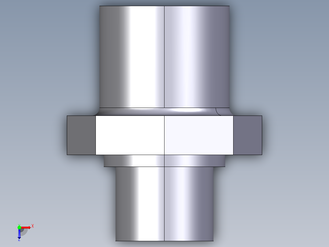 30LIV 用溶剂焊接套管D罐接头，拧紧螺母，平垫橡胶螺纹接头R俯视图