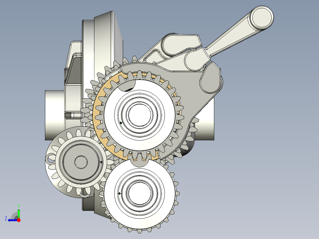 方程式赛车的变速箱右视图