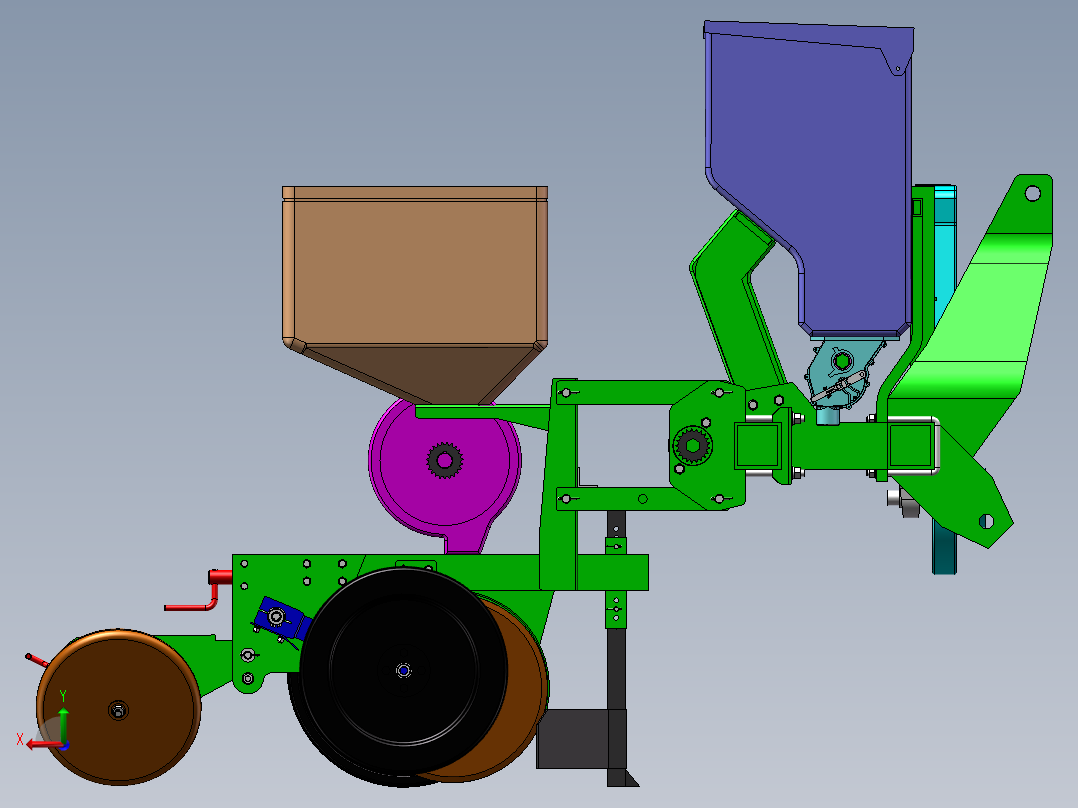 大豆精量播种机设计（含三维模型SolidWorks+CAD图纸+说明素材）后视图