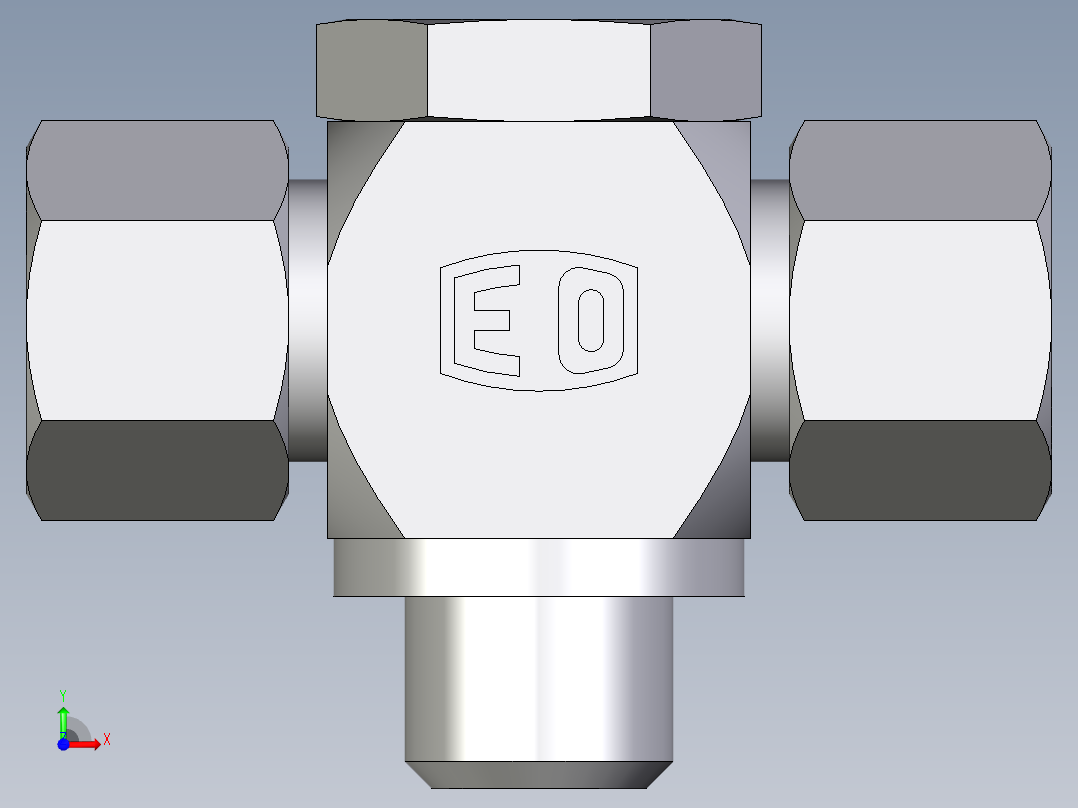 卡套式工业通用硬管接头EO_High_pressure_banjo_tee_TH14SRKD71前视图