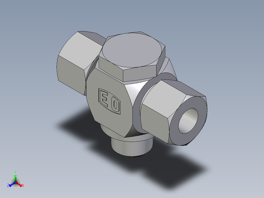 卡套式工业通用硬管接头EO_High_pressure_banjo_tee_TH14SRKD71正等轴测图