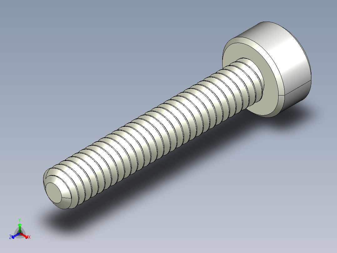 M2 x 0.4mm Thread 12mm LONG SOCKET HEAD CAP SCREW.IGS正等轴测图