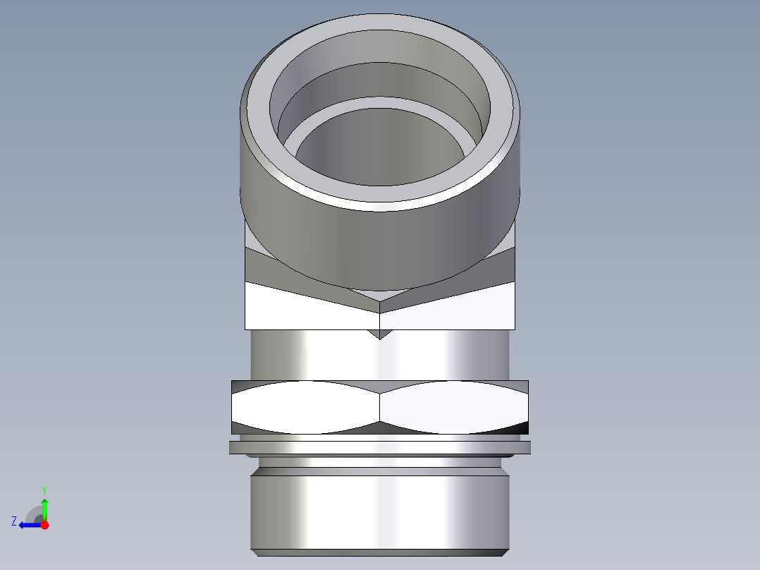 卡套式工业通用硬管接头EO_Adjustable_locknut_45_deg_elbow_VEE38SMOMDCF右视图