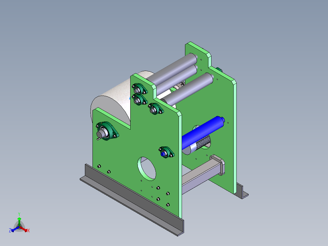 印刷机收纸装置（sw14可编辑+cad+说明书）正等轴测图