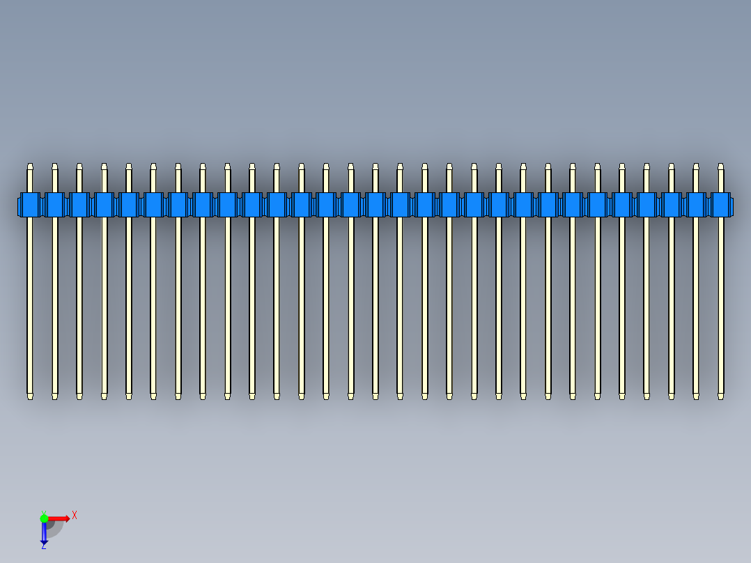 彩色公头100mil（2.54mm）系列-DS1021_blue_2x29p_100mil_Type19_rev1.0俯视图