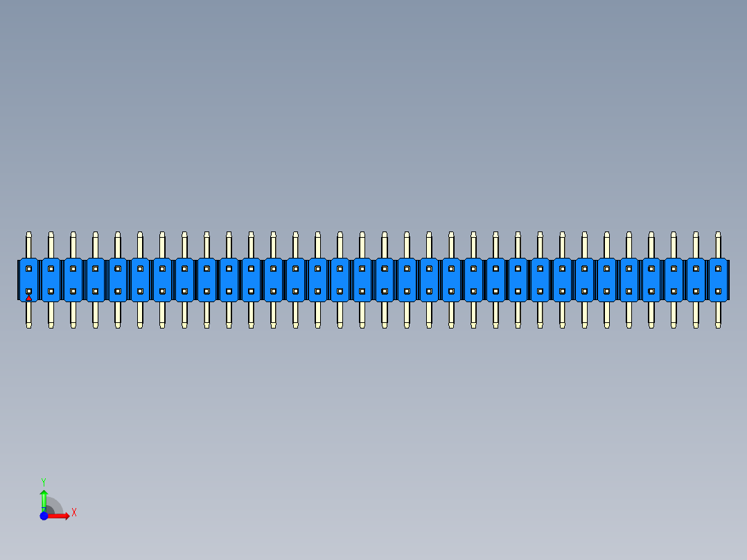 彩色公排针 100mil 2.54mm 系列-DS1022_blue_64p_100mil_TypeSMT_rev1.0前视图
