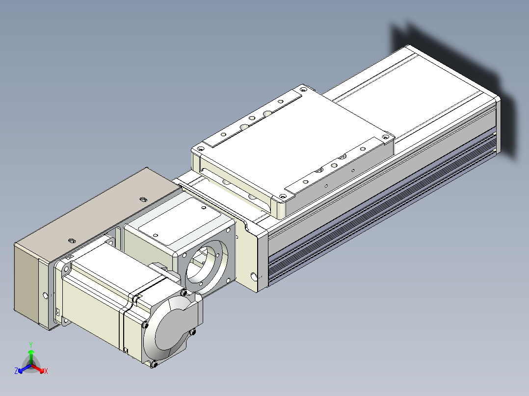 同步带全封闭直线模组TPA-HCB-105D-90-L50-ML-Y-P20-N3正等轴测图