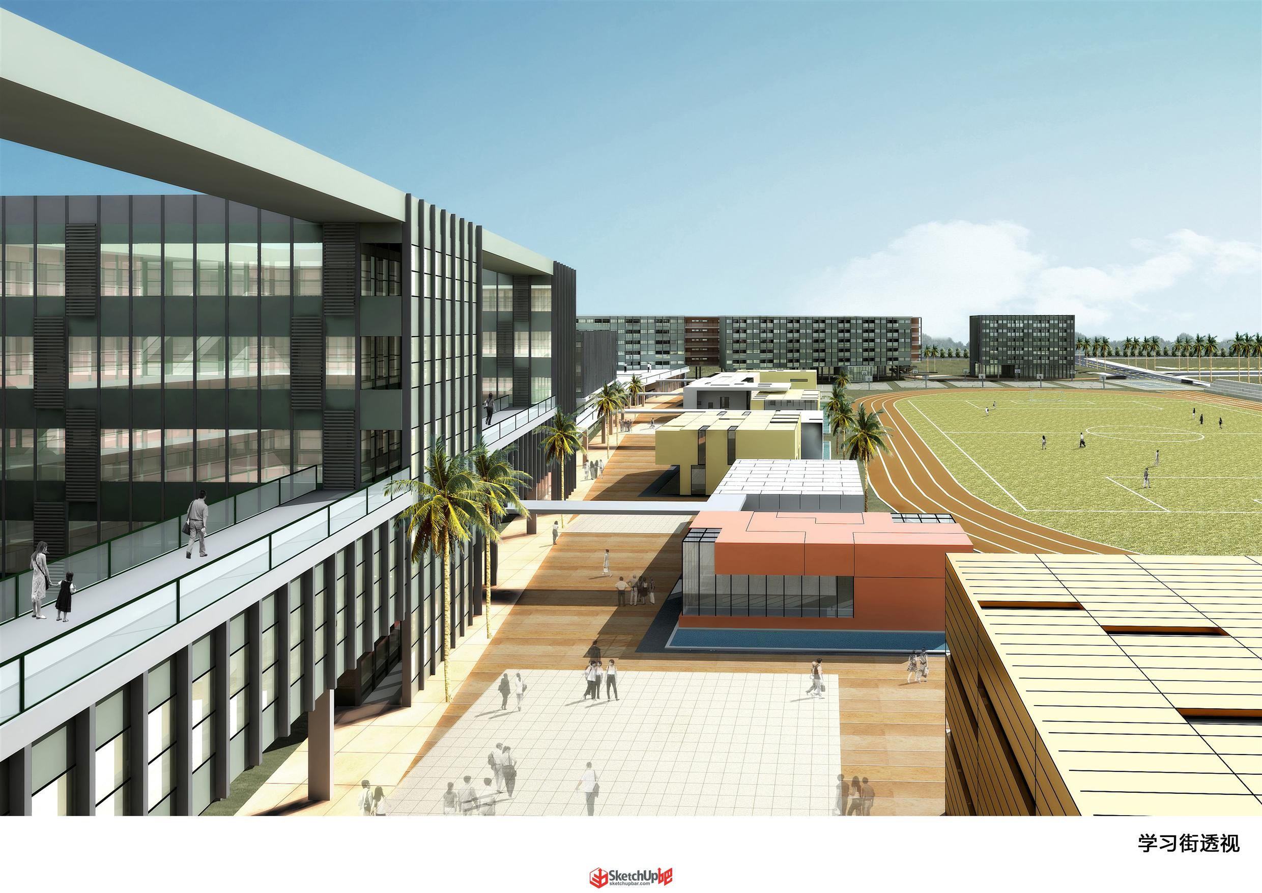 横岗中学校园建筑方案全套（含文本效果图 CAD SU）