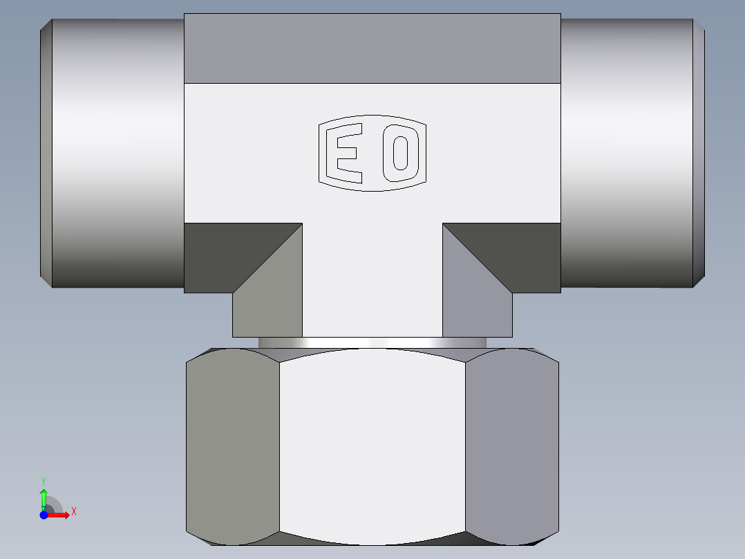 卡套式工业通用硬管接头EO_Swivel_nut_branch_tee_ET20SOMD71前视图