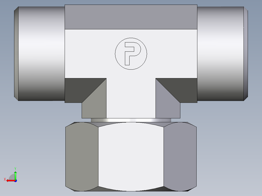 卡套式工业通用硬管接头EO_Swivel_nut_branch_tee_ET20SOMD71后视图