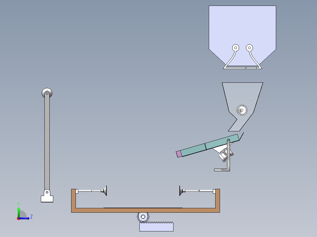 小型易碎品缓冲材料自动填充机构左视图