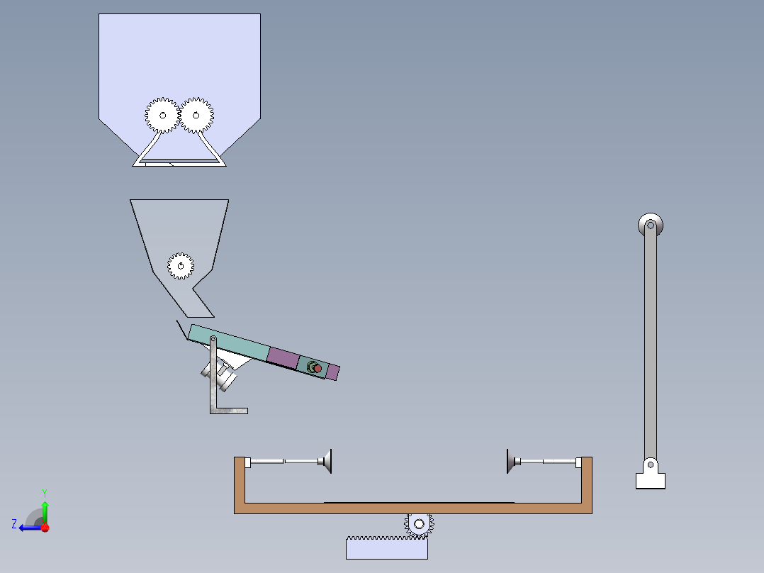 小型易碎品缓冲材料自动填充机构右视图