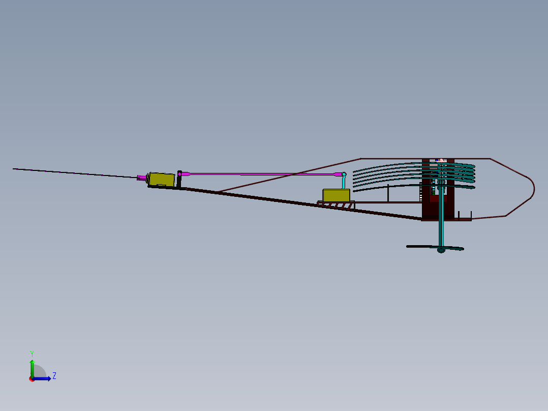 扑翼机机械仿生鸟结构3D图纸 Solidworks设计(1)左视图
