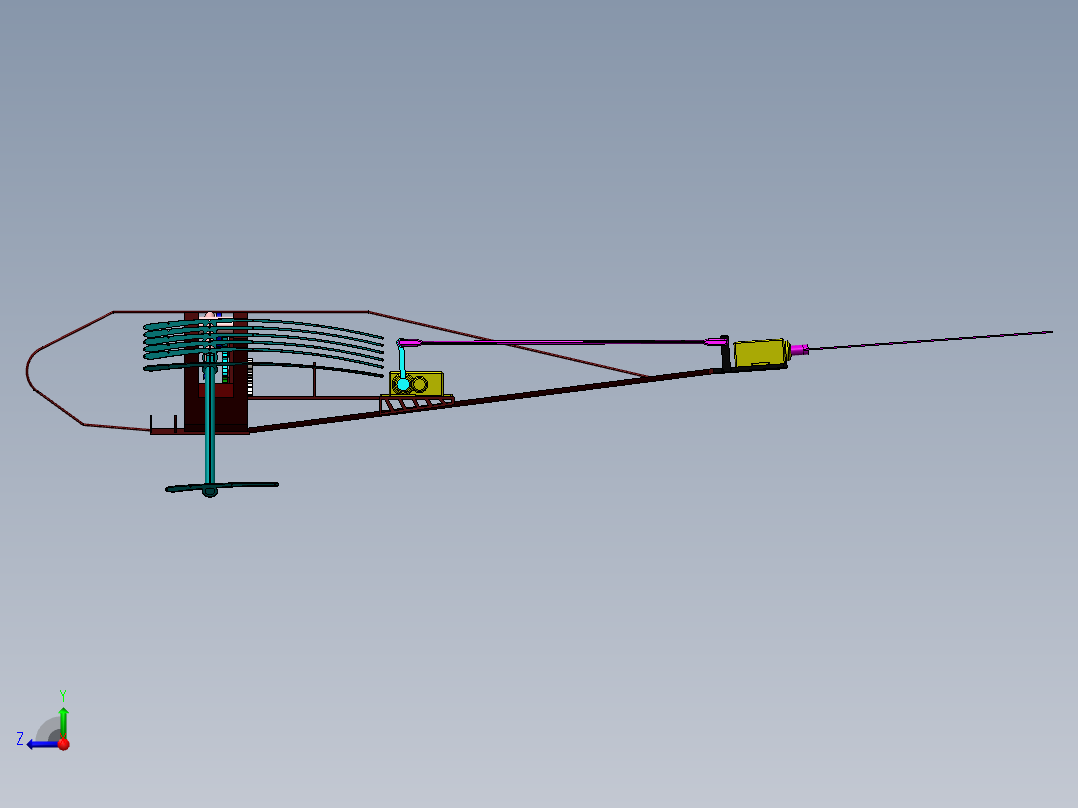 扑翼机机械仿生鸟结构3D图纸 Solidworks设计(1)右视图