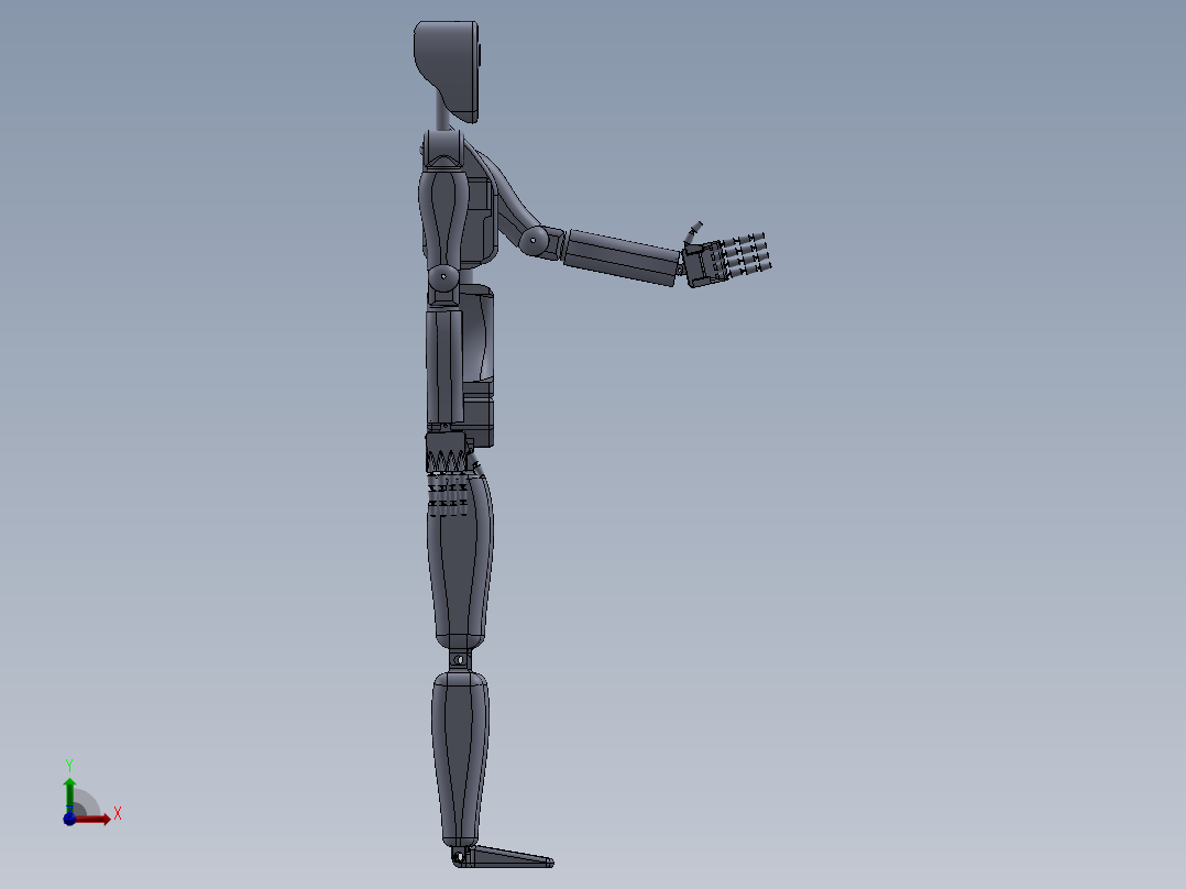 简易人形机器人造型结构3D图纸 Solidworks设计前视图