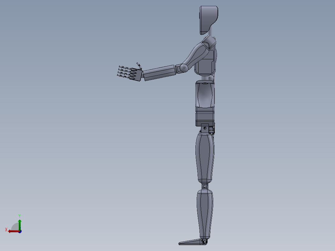 简易人形机器人造型结构3D图纸 Solidworks设计后视图